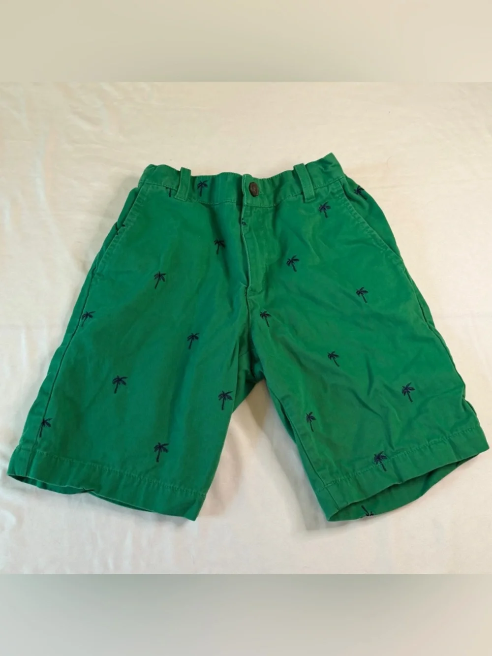 Hanna Andersson Boys Shorts Size 140 (9-10) Green Palm Tree Embroidered Cotton